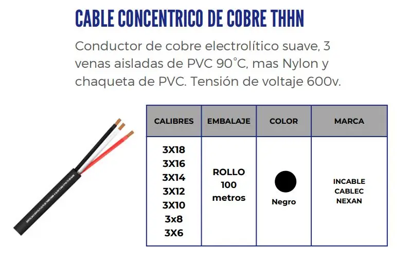 cable concentrico de cobre 8